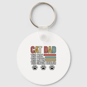 Cat Dad Vintage Funny Snack Dealer Shirt Design_1 Key Ring