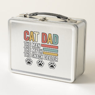 Cat Dad Vintage Funny Snack Dealer Shirt Design_1 Metal Lunch Box