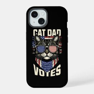 Cat Dad Votes Cute Election American Flag iPhone 15 Case
