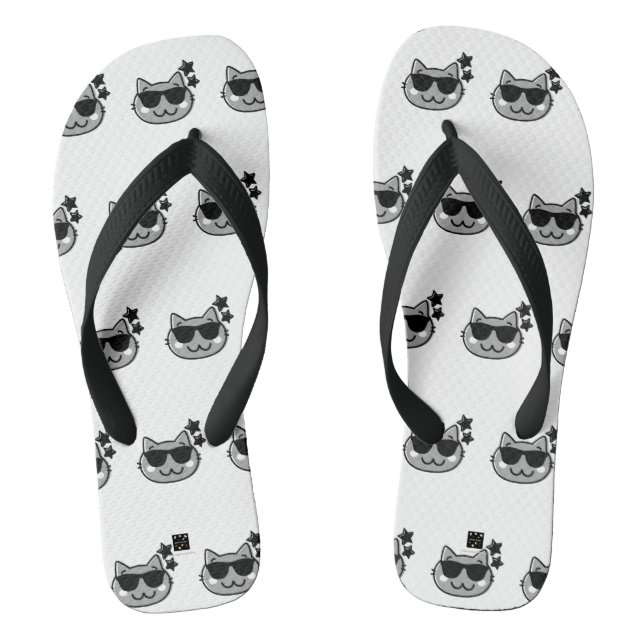 CAT DAD WHITE SLIPPERS THONGS (Footbed)