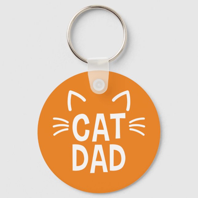 Cat Dad With Ears & Whiskers Key Ring (Front)