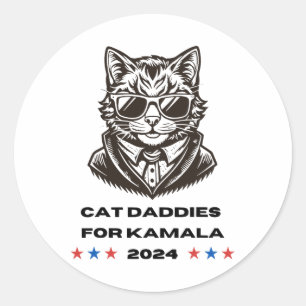 Cat Daddies For Kamala Funny Cat Dad Vote Election Classic Round Sticker