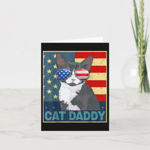 Cat Daddy American Flag 4th July Father Day Funny  Card