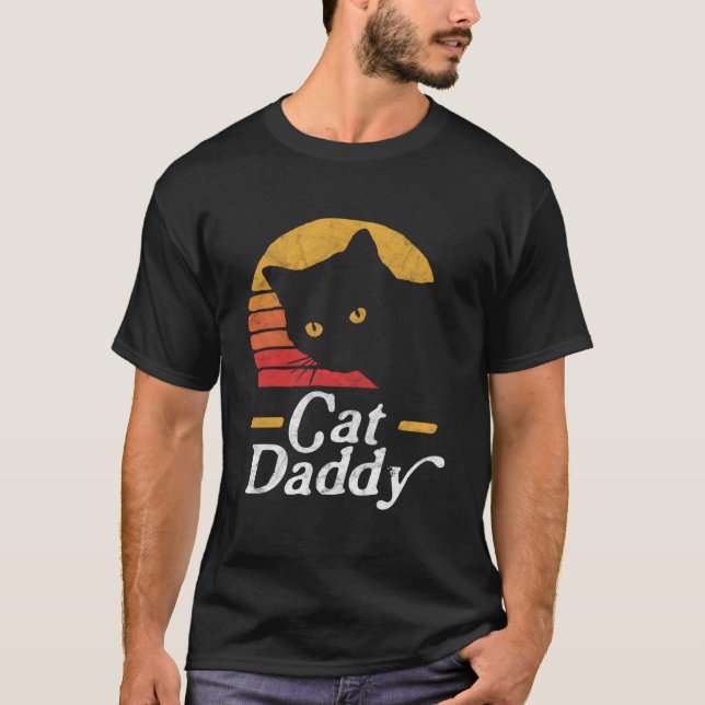 Cat Daddy Eighties Style Cat Distressed T-Shirt (Front)