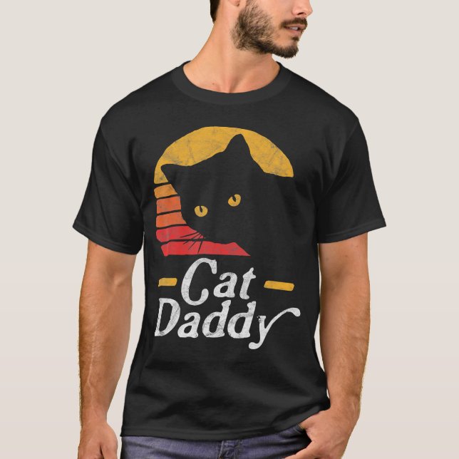 Cat Daddy Eighties Style Cat Retro Distressed  T-Shirt (Front)