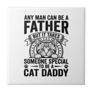 Cat Daddy Father Quote Vintage Engraving T-Shirt D Ceramic Tile