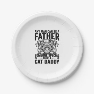 Cat Daddy Father Quote Vintage Engraving T-Shirt D Paper Plate
