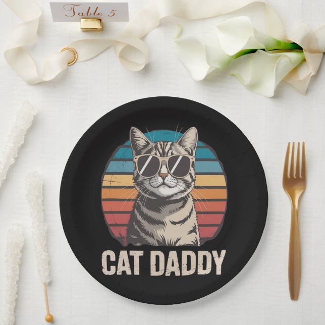 Cat Daddy Fathers Day Paper Plate (Wedding)