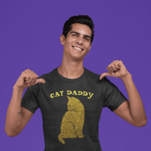CAT DADDY FAUX GOLD GLITTER BLACK T-SHIRTS
