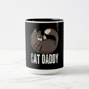 Cat Daddy Funny Cat Lover For Fathers Day Two-Tone Coffee Mug