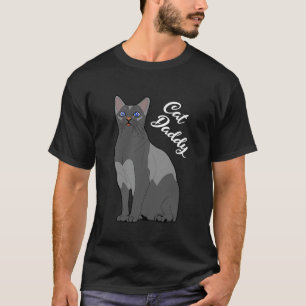 Cat Daddy Grey Cat with Blue Eyes for Cat Dad Desi T-Shirt
