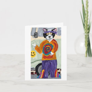 Cat Daddy Hippie Tuxedo Cat Invitation