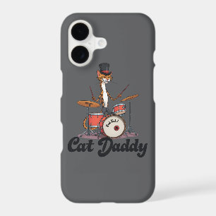 Cat Daddy Musician Drummer   Tabby Cats Art Phone