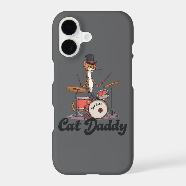 Cat Daddy Musician Drummer | Tabby Cats Art Phone (Back)