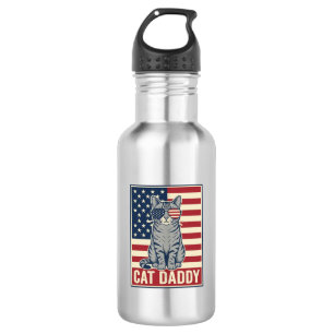 Cat Daddy Patriotic Cat Vector Design_1 532 Ml Water Bottle