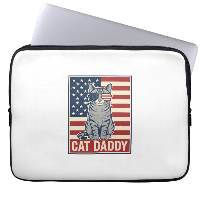 Cat Daddy Patriotic Cat Vector Design_1 Laptop Sleeve (Front)