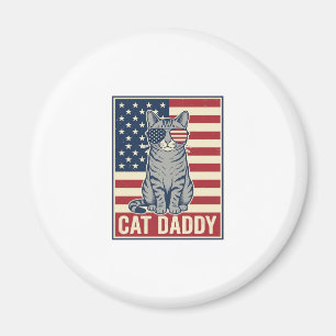 Cat Daddy Patriotic Cat Vector Design_1 Magnet