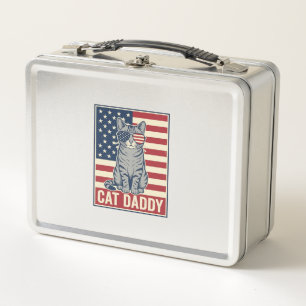 Cat Daddy Patriotic Cat Vector Design_1 Metal Lunch Box
