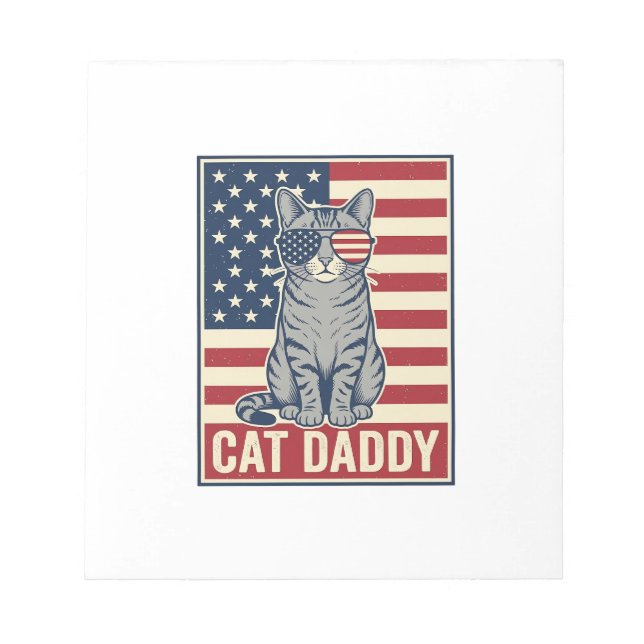 Cat Daddy Patriotic Cat Vector Design_1 Notepad (Front)