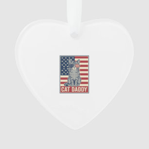 Cat Daddy Patriotic Cat Vector Design_1 Ornament