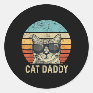 Cat Daddy Retro Cat Sungles Cool Cat Dad Gift Fath Classic Round Sticker
