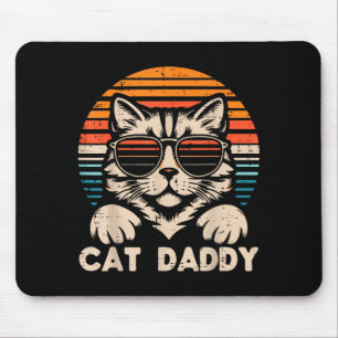 Cat Daddy Sungles Sunset Retro Fur Dad Papa Kitten Mouse Pad