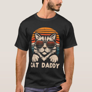 Cat Daddy Sungles Sunset Retro Fur Dad Papa Kitten T-Shirt
