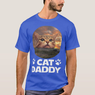 Cat Daddy Sunset Graphic Funny Kitty Father's Day T-Shirt