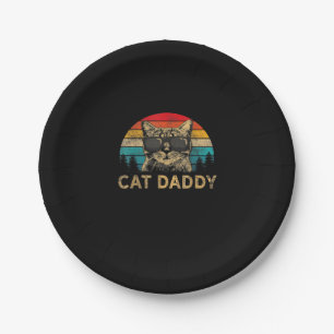 Cat Daddy Vintage Eighties Style Cat Retro Distres Paper Plate