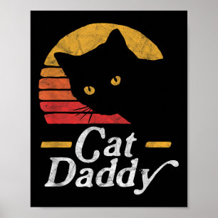 Cat Daddy Vintage Eighties Style Cat Retro Distres Poster