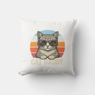 Cat Daddy Vintage Sunset Cool Cat Shirt Design_1 Cushion