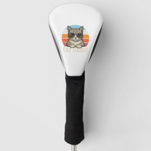 Cat Daddy Vintage Sunset Cool Cat Shirt Design_1 Golf Head Cover
