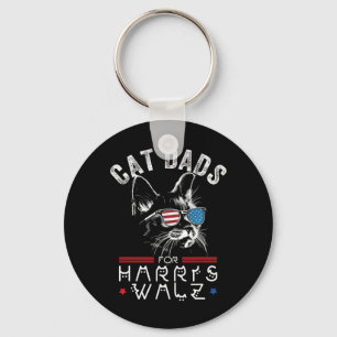 Cat Dads For Harris Waltz 2024 Usa Flag Key Ring