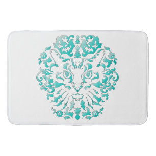 Cat Damask Bath Mat