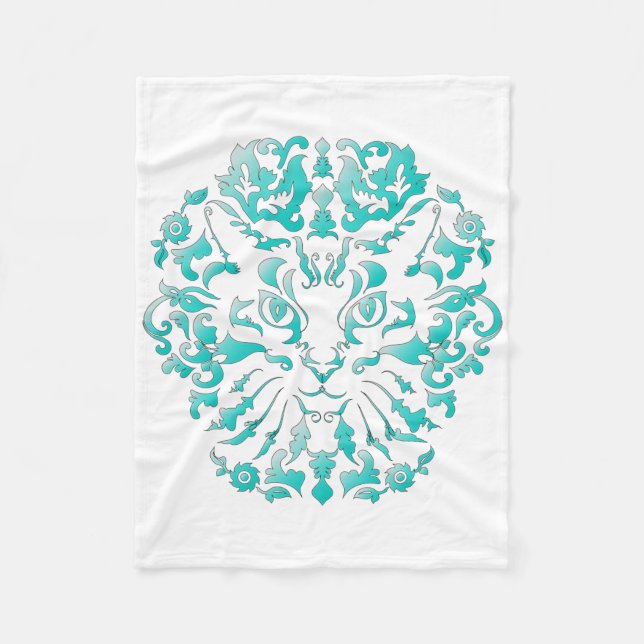 Cat Damask Fleece Blanket (Front)