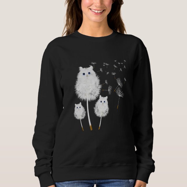 Cat Dandelion Amazing Flower Cat Sweatshirt (Front)