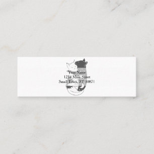 Cat day cat night illustration - Choose background Mini Business Card