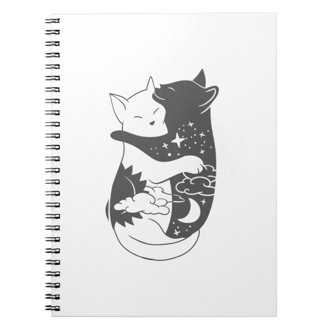 Cat day cat night illustration - Choose background Notebook (Front)