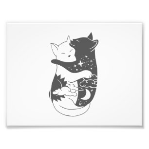 Cat day cat night illustration - Choose background Photo Print