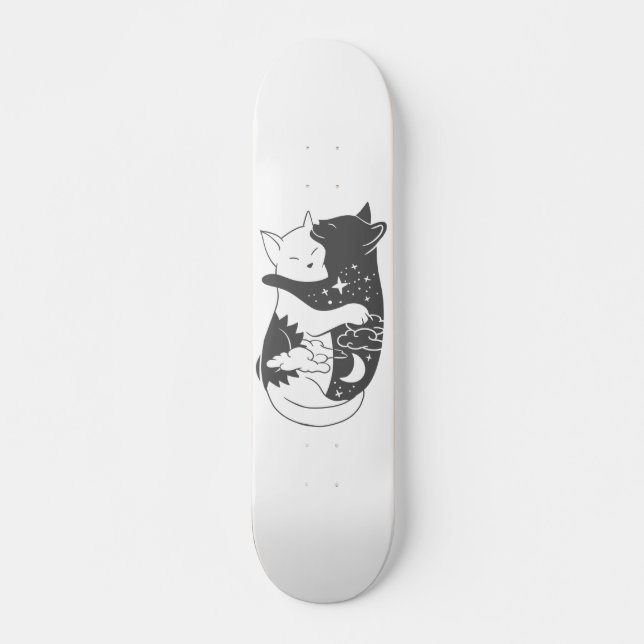 Cat day cat night illustration - Choose background Skateboard (Front)