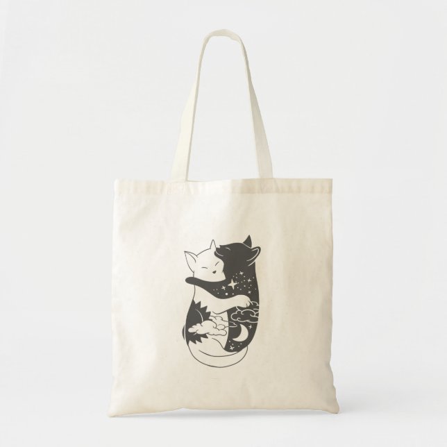 Cat day cat night illustration - Choose background Tote Bag (Front)