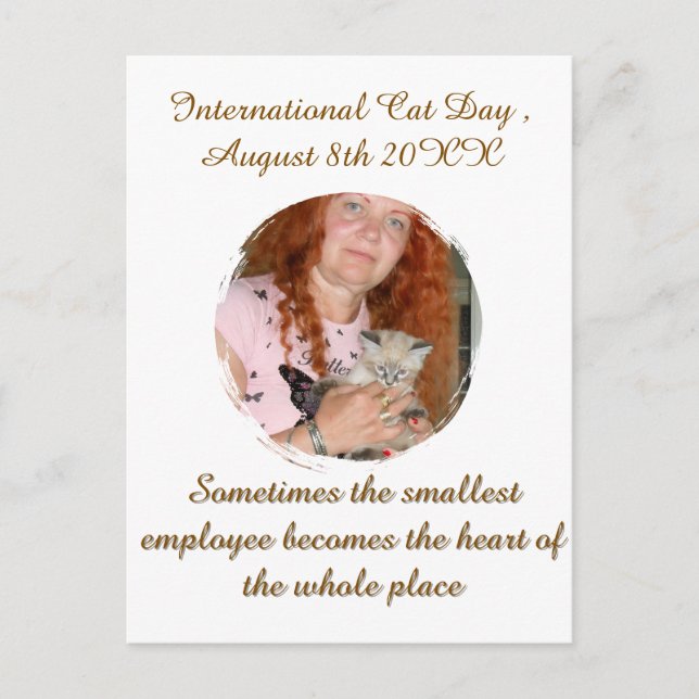 Cat Day Photo,  Text, Replaceable Greeting Card (Front)