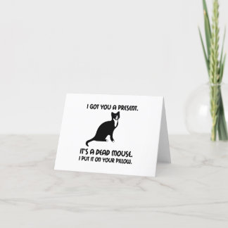 Cat Dead Mouse Pillow Thank You Card