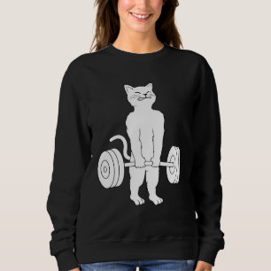 Cat Deadlif Powerlifting Kitty Weightlifting Cat Sweatshirt