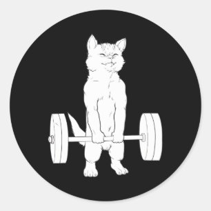 Cat Deadlift Powerlifting Classic Round Sticker