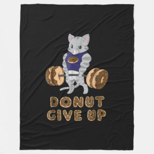 Cat Deadlift Powerlifting Doughnut Gym Fleece Blanket