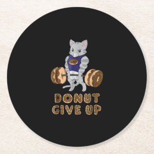 Cat Deadlift Powerlifting Doughnut Gym Round Paper Coaster
