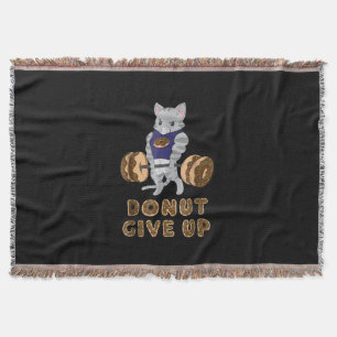 Cat Deadlift Powerlifting Doughnut Gym Throw Blanket