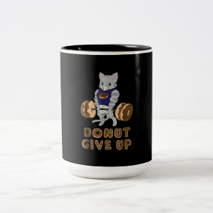 Cat Deadlift Powerlifting Doughnut Gym Two-Tone Coffee Mug