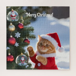 Cat Decorating Christmas Tree Jigsaw Puzzle